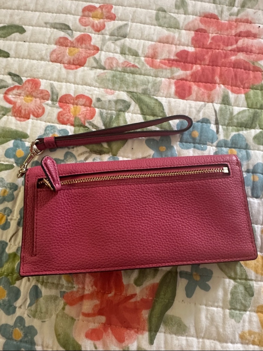 Coach Pebbled Leather Wristlet in Fuchsia Pink - Picture 4 of 4
